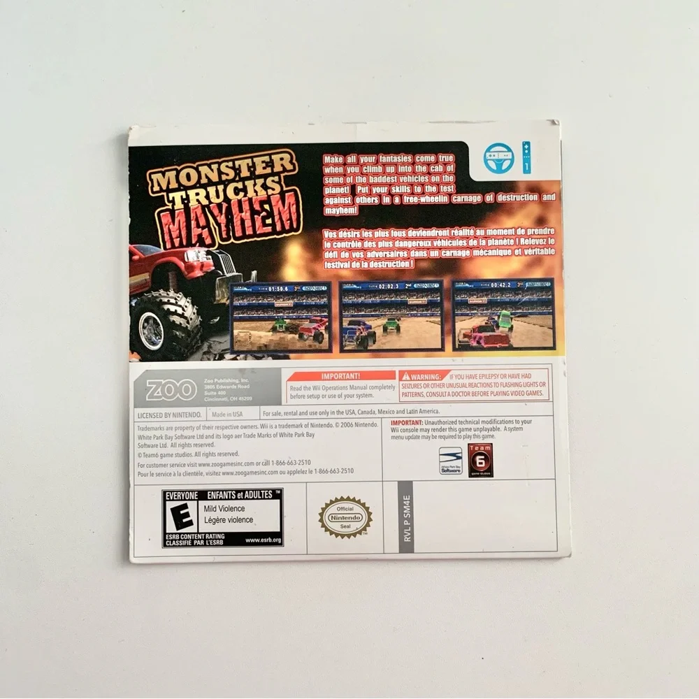 Nintendo Wii Monster Truck Mayhem Game
